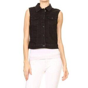 Wax Jean Black Distressed Style Vest